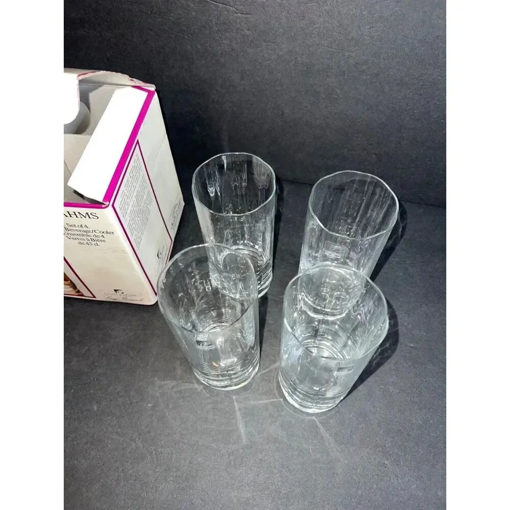 vintage set of 4 Luigi Bormioli Light & Music crystal 15oz beverage glasses GIFT - Picture 8 of 13
